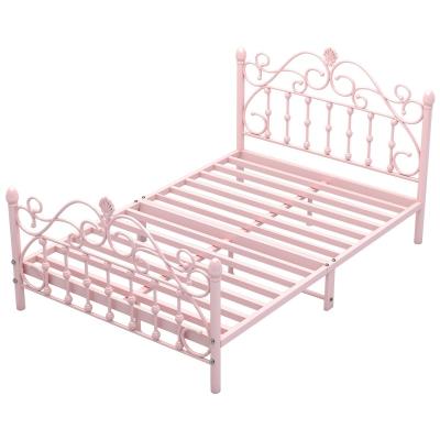 China Hot Selling Strip Children's Metal Board Modern Bed Iron Bed Luxury Princess Can Decorate for sale