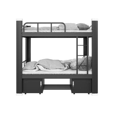 China Heavy Metal Frame Bunk Bed Cheap School Storage Bunk Bed Double With Ladder Lockers for sale