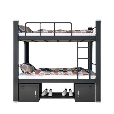 China Heavy Metal Frame Bunk Bed Cheap School Storage Bunk Bed Double With Ladder Lockers for sale