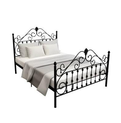 China Hotel Bed Frame Iron Metal Steel Bed Adjustable Modern Lightweight Double Furniture Iron (Height) for sale