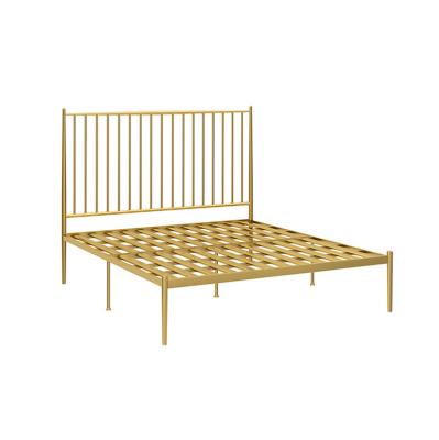 China European Modern Stainless Steel Iron Luxury Storage Light Bed Frames Luxury Bed Queen King Leather Bed for sale