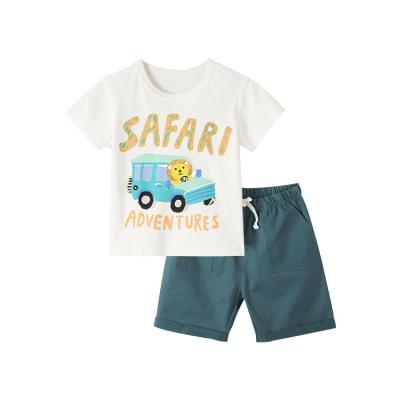 China Wholesale New Children's Cotton Malwee Summer Children's Clothing Boys Short Sleeve Shorts Shorts Two-Piece Clothing for sale