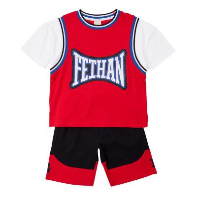 China Summer two-piece tank top children's clothing boys cotton clothes 2022 new children's short-sleeved basketball sports for sale