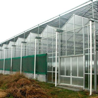 China Vegetable Fruits Flowers Panels Screen Greenhouse Designs Dome Tempered Insulating Float Tempered Curved Glass Outdoor Large Cooling Pad Fan System RDT for sale