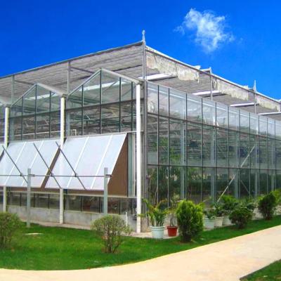 China Vegetable Fruits Flowers multi-span glass conservatory free standing dual plastic glass greenhouses for agriculture agricultural for sale