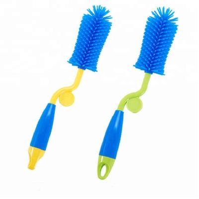 China Toy Hot Selling Portable Bottle Cleaning Brush Silicone Soft Home Baby Bottle Brush for sale