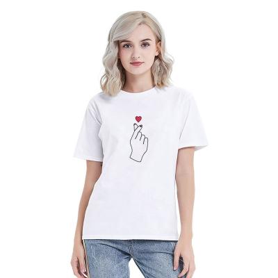 China Print Plain 100% Cotton T Shirt For Ladies O-Neck Collar T Shirt Tops for sale