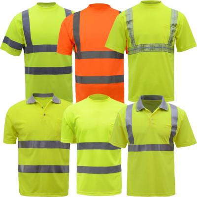 Chine EN 20471 Class 2 Safety reflective hi vis taped working polo shirts yellow orange polyester t-shirt design à vendre