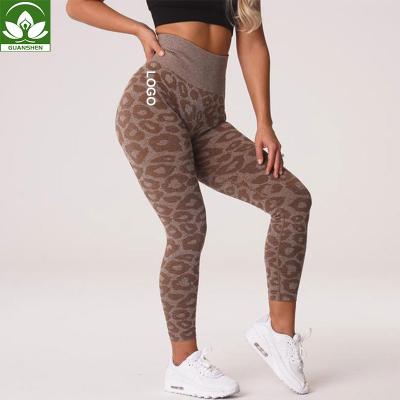 China 2022 Latest Leopard High Waist Wear Gym Pants Yoga Seamless Leggings Breathable Fitness Women Wholesale for sale