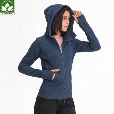 China 2021 New Breathable Winter Yoga Wear Fitness Sports Workout Clothes Cotton Fleece Zipper Gym Jacket Hoodies For Women for sale