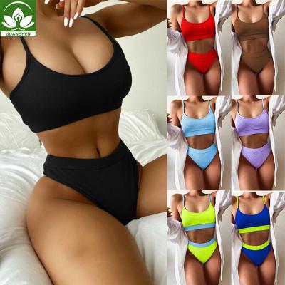 China Hot Selling Swimwear Anti-UV 2 Pieces Swimwear Ribbed Swimsuit Beach Wear Swimwear Bikini For Women for sale