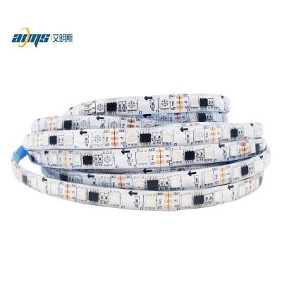 China High quality factory price decorative lighting full color led strip 5M DC12v 60leds SMD accessible multicolor 5050 RGB IC flexible led pixel light for sale