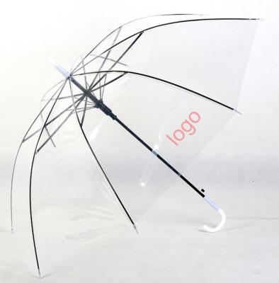 China All in 1 21inch*8k clear transparent umbrella straight umbrella with logo prints for sale