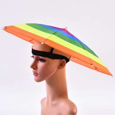 China All in 1 Cheap folding Custom logo printed Advertising Head hat shape umbrella, hat umbrella children for sale