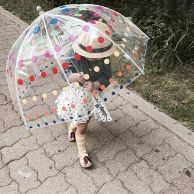 China All in 1 Cute arched Apollo transparent umbrella children's boys and girls dot cartoon printed logo umbrella for gift for sale