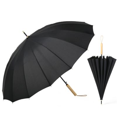 China Bright Colored China Factory  High Quality  23 inch 16K Business Golf Umbrella With Wooden Handle OEM for sale