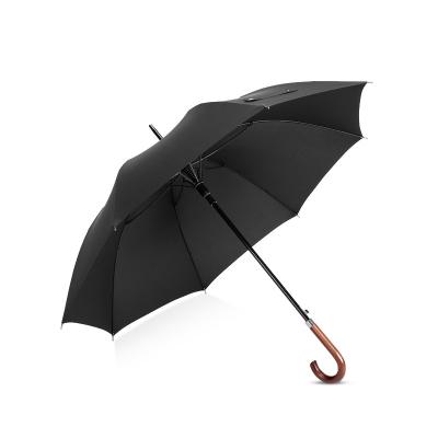 China Country custom logo gentleman auto opening wooden J handle Stick golf umbrella for business for sale