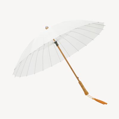 China All in 1 ancient chinese Retro Style wooden frame straight umbrella for sale