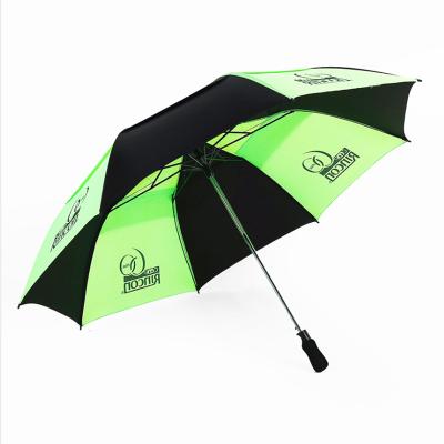 China Golf umbrella for gift Hot sale new two folding semi-automatic business umbrella can be printed LOGO two colors spliced double golf umbrella for gift for sale