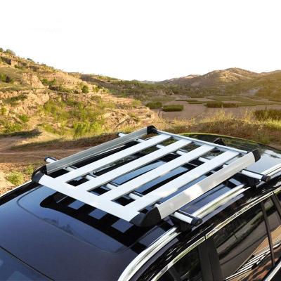 China Easy to assemble and install & Anti-Corrosion Universal Aluminum Alloy 4x4 Roof Rack Silver Vehicle Rooftop Cargo Carrier Basket for sale