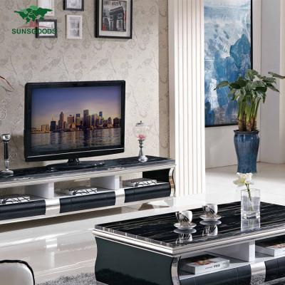 China (Size) Adjustable High Quality Tempered Glass TV Stand Up TV Table, TV Cabinet Living Room Furniture for sale