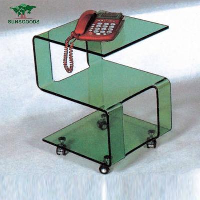 China (Size)Adjustable Good Quality Acrylic Glass Center Table Tea Table With Wheels for sale