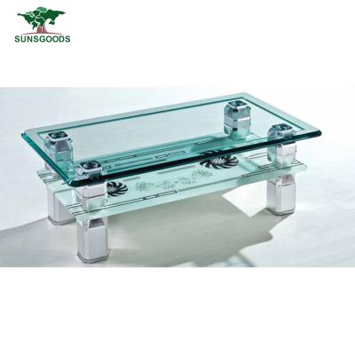 China High Quality Adjustable Crystal Glass Coffee Table, (Full Size) Fiberglass Coffee Table for sale