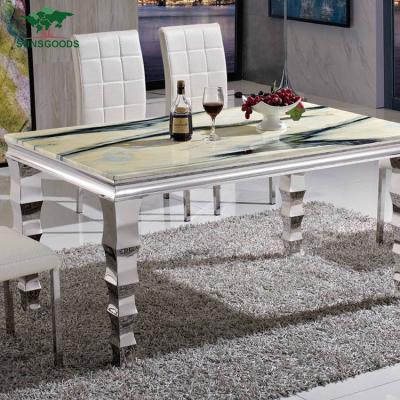 China (Height) Banquet Table Adjustable High Quality Stainless Steel 4 Seater Dining Table Height for sale