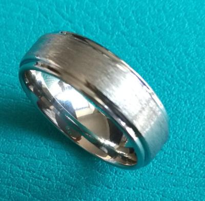 China 8mm Cobalt Chrome Mens Brushed Stepped Edges Wedding Band Ring for sale