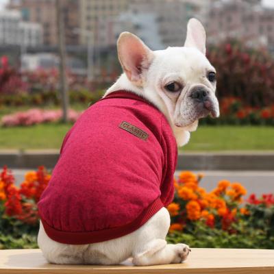 China PC018 Fashion Wholesale Solid Color Bulldog Designer Red Dog Outing Sweater Sustainable Pet Clothes for sale