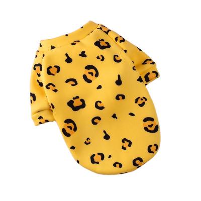 China Viable Wholesale Dog Shirts Yellow Leopard Print T-shirt Dog Clothes Clothes Spring Winter Vest For Dogs And Cats for sale