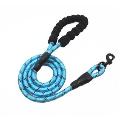 China Padded Amazon Strongly Braided Reflective Leash Durable Blue Dog Leash Blue Working Climbing Soft Handle For Outdoor Walking for sale