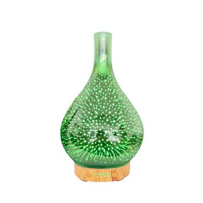 China Household Wholesale 3D Vase Air Humidifier Hotel Wood Grain Essential Oil Aroma Glass Diffuser Te koop