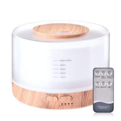 China 2022 Household Wooden Grain 500ml Fragrance Diffuser Custom LOGO Home Remote Control 7 Colors LED Essential Oil Diffuser for sale