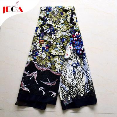 China Who respects the environment; Fashion factory price eyelash embroidery 3d embroidery lace dress fabric design for sale