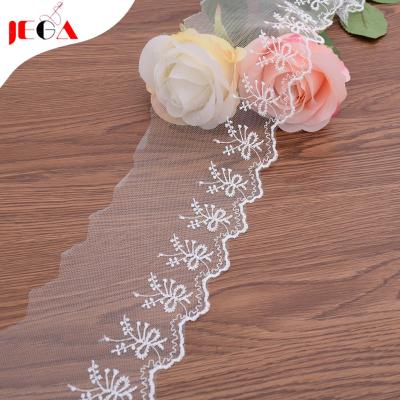 China Sustainable New Style Net Knit Embroidery Lace Trim For Kids Dress for sale