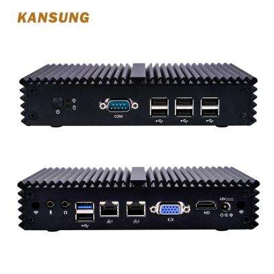 China Kansung Aluminum Linux PC Server j1900 Quad Core 2 LAN Serial Port Wins Mini Desktop Computer for sale