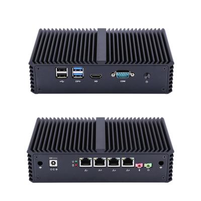 China Aluminum Desktop 4 LAN Firewall 5th Mini PC Industrial Fanless Intel HD Graphics Computer for sale