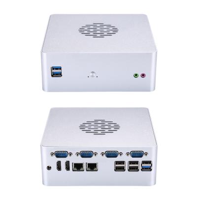 China Intel Core i5 7400 Aluminum Fan PC Win 10 HTPC Thin Client NUC HD RS232 8USB Serial Mini Desktop Computer for sale