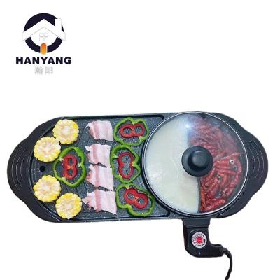 China Mini Portable Grill Best Seller Korean BBQ Grill Dish Health Indoor Multifunctional 2 in 1 Smokeless Electric BBQ Grill with Hot Pot for sale