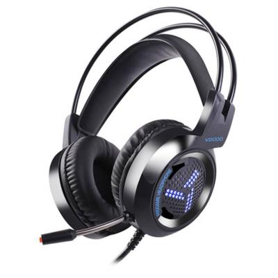 China Neckband Stereo Gaming Headsets For FPS Game PS4 Xbox One LED Light Wired Over Ear Headphones With MIC Noise Canceling V2000 PC Headsets for sale