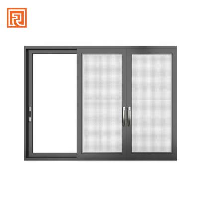 China Modern Aluminum Glass Sliding Patio Doors With Steel Insect Screen for sale