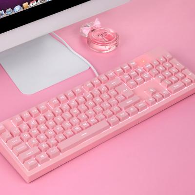 China Kids Wireless Cute Pink Keyboard Wired RGB Light Display Gaming Mechanical Keyboard 616 For Girl for sale