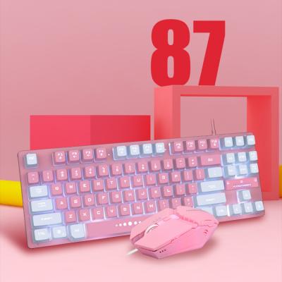 China G87 Anti-ghosting Rainbow Light 87 Key Gaming Keyboard Multicolor Colorful Light RGB Keycap Mechanical Keyboard for sale