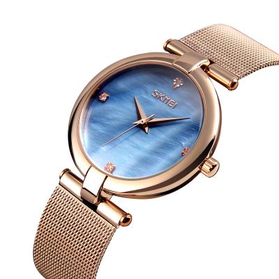 China SKMEI 9177 Water Resistant Gold Color Ladies Watches Chain Luxury Wrist Watch Stainless Steel Female Watches for sale