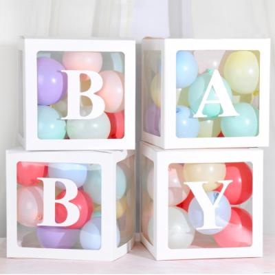 China Newest White Transparent Balloon Box Boy Girl Baby Shower DIY Party Supplies Birthday Decoration for sale