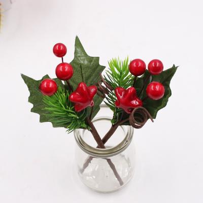 China 2020 Environment Friendly Christmas Wreath Decorations Twinkle Berry Christmas Floral Picks Artificial Red Decorations for sale