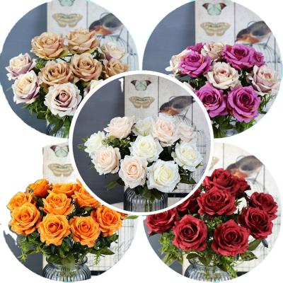 China Wholesale High Quality Eco-friendly Artificial Flower Mini Rose Bouquet For Home Wedding Decor for sale