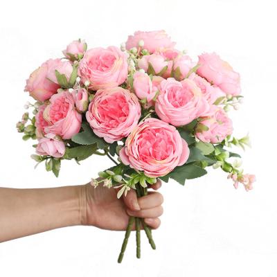 China Wholesale High Quality Eco-friendly Decoration Simulation Home Flowers Wedding Valentine's Day Simulation 5 Persian Roses for sale