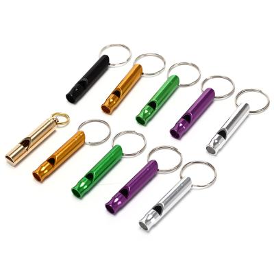 China Big Color Aluminum Material Emergency Whistle Sounds Outdoor Camping Survival Whistle 6 Hike Kind With Key Chain for sale